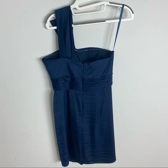 BCBGMaxAzria One Shoulder Cocktail Dress, Navy, Size 4 - Picture 4 of 4